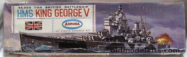 Aurora 1/600 HMS King George V British Battleship, 712 plastic model kit